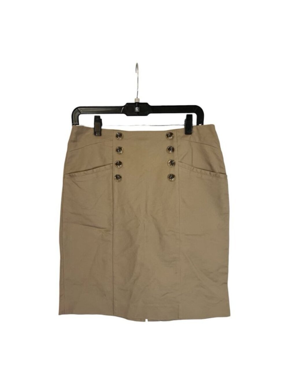 Banana Republic Pencil Skirt Sz 6 Khaki Cotton Sailor Button Preppy Military